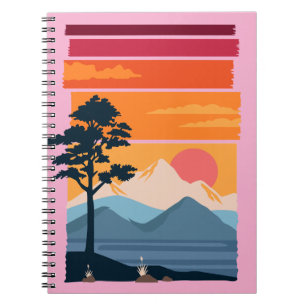 Retro-Wanderlust-Sonnenuntergang-Berg-Naturschönhe Notizblock