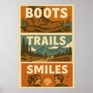Retro Wandern an der Mauer Ein Plakat für Naturlie