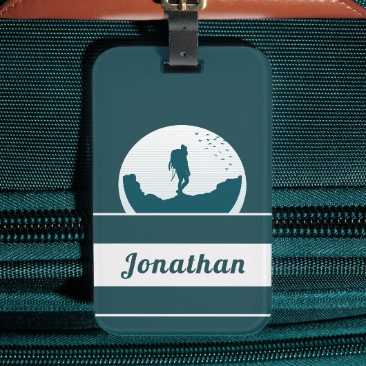 Retro Wandern Camping Landschaft Individuelle Name Gepäckanhänger