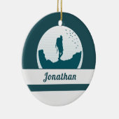 Retro Wandern Camping Landschaft Individuelle Name Keramik Ornament (Rechts)