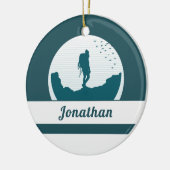 Retro Wandern Camping Landschaft Individuelle Name Keramik Ornament (Links)