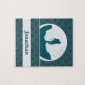 Retro Wandern Camping Landschaft Individuelle Name Puzzle (Horizontal)