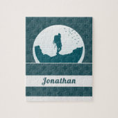 Retro Wandern Camping Landschaft Individuelle Name Puzzle (Vertikal)