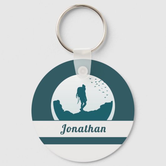 Retro Wandern Camping Landschaft Individuelle Name Schlüsselanhänger (Vorderseite)