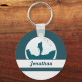 Retro Wandern Camping Landschaft Individuelle Name Schlüsselanhänger (Vorderseite)