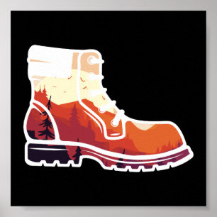 Retro Wanderschuhlandschaft - Wilderness Sonnenunt Poster