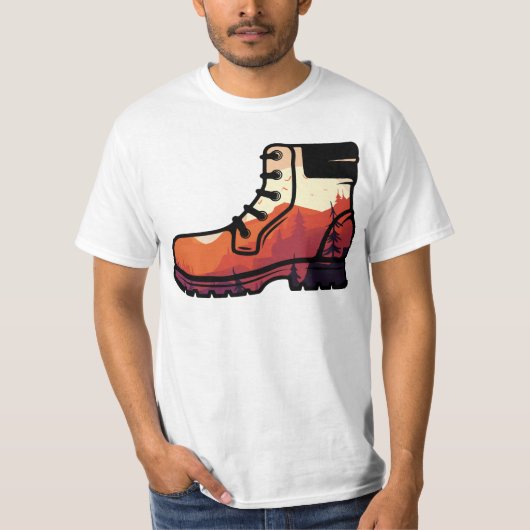 Retro Wanderschuhlandschaft - Wilderness Sonnenunt T-Shirt (Vorderseite)