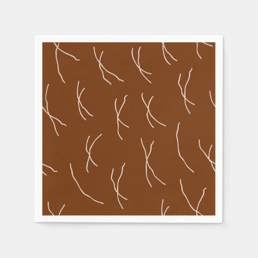Retro Warm Abstract Dashes | Dark Brown Serviette (Vorderseite)