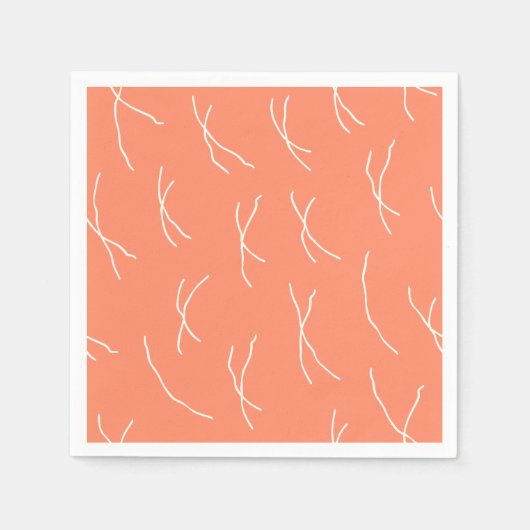 Retro Warm Abstract Dashes | Salmon Pink Serviette (Vorderseite)