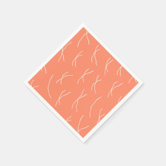 Retro Warm Abstract Dashes | Salmon Pink Serviette (Ecke)