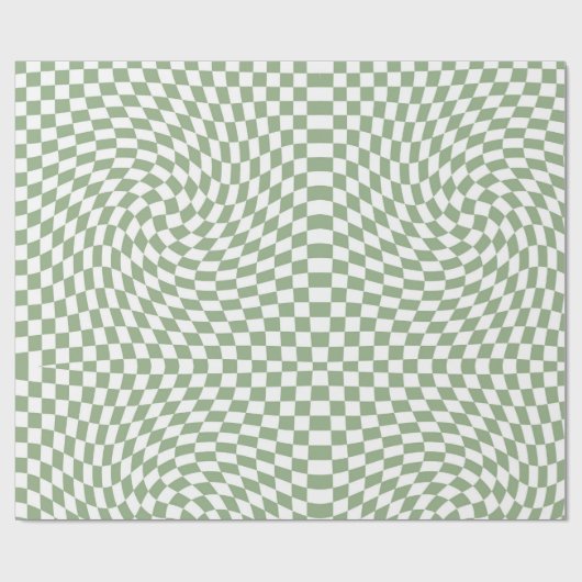 Retro-Warm-weiße Karos in der grünen Seite geprüft Geschenkpapier (Flach)
