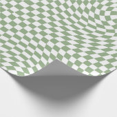 Retro-Warm-weiße Karos in der grünen Seite geprüft Geschenkpapier (Ecke)