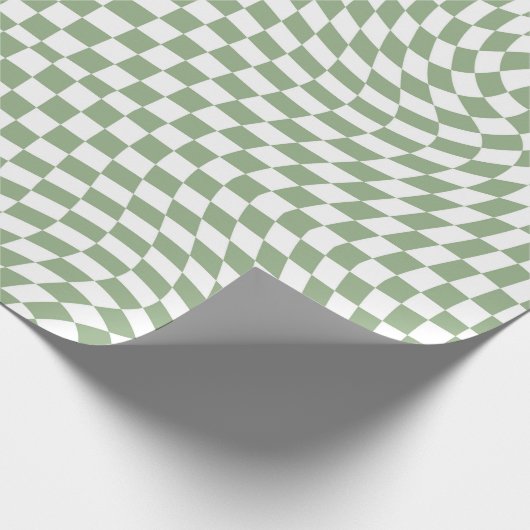 Retro-Warm-weiße Karos in der grünen Seite geprüft Geschenkpapier (Ecke)