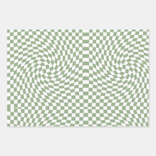 Retro-Warm-weiße Karos in der grünen Seite geprüft Geschenkpapier Set (Vorderseite)