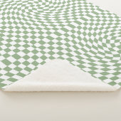 Retro-Warm-weiße Karos in der grünen Seite geprüft Sherpadecke (3/4)