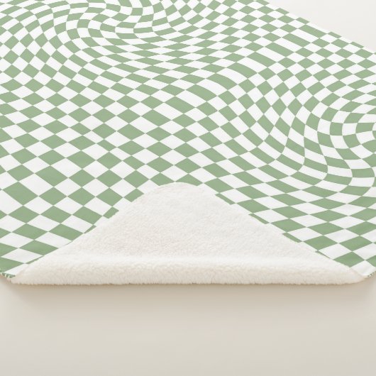 Retro-Warm-weiße Karos in der grünen Seite geprüft Sherpadecke (3/4)