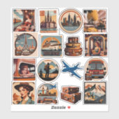 Retro Warme Farben Wasserfarbe Reiseaufkleber Aufkleber (Blatt)