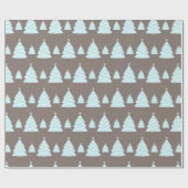 Retro Warme, graue und pastellblaue Weihnachtsbaum Geschenkpapier (Flach)
