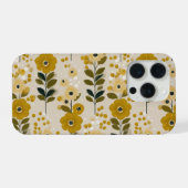 Retro-Warmer-Blumenton-Senf-Blumenmuster iPhone Hülle (Rückseite (Horizontal))