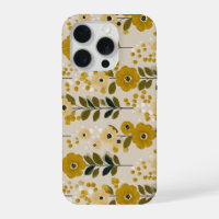 Retro-Warmer-Blumenton-Senf-Blumenmuster