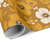 Retro-Warmer-Ton-Blumen-Senf-Blumenmuster Geschenkpapier (Rolleneckpunkt)