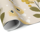 Retro-Warmer-Ton-Blumen-Senf-Blumenmuster Geschenkpapier (Rolleneckpunkt)