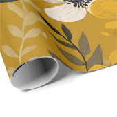 Retro-Warmer-Ton-Blumen-Senf-Blumenmuster Geschenkpapier (Rolleneckpunkt)