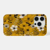 Retro-Warmer-Ton-Blumen-Senf-Blumenmuster iPhone Hülle (Rückseite (Horizontal))