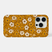 Retro warmer Ton Blumen Senfblumen Muster iPhone Hülle (Rückseite (Horizontal))