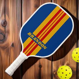 Retro Warmherzige Kundgebung Streifen mit Namen Pickleball Schläger