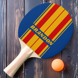 Retro Warmherzige Tafelstreifen mit Namen Tischtennis Schläger