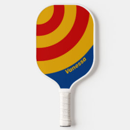 Retro Warmherziger Kreislauf Streifen mit Namen Pickleball Schläger