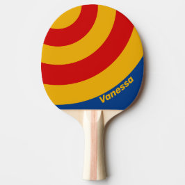 Retro Warmherziger Kreisstreifen mit Namen Tischtennis Schläger