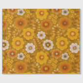 Retro-Warmton-Blumen-Senf-Blumenmuster Geschenkpapier (Flach)
