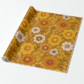 Retro-Warmton-Blumen-Senf-Blumenmuster Geschenkpapier (Ungerollt)