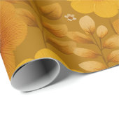 Retro-Warmton-Blumen-Senf-Blumenmuster Geschenkpapier (Rolleneckpunkt)