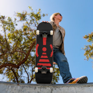 Retro-Warnsymbol für Energie zurückhalten Skateboard