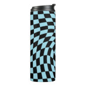Retro Warped Black Blue Karos überprüft Thermosbecher (Nach links gedreht)