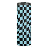Retro Warped Black Blue Karos überprüft Thermosbecher (Rückseite)