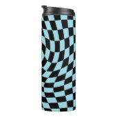 Retro Warped Black Blue Karos überprüft Thermosbecher (Nach rechts gedreht)