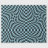 Retro Warped Blue Black Karos überprüft Geschenkpapier (Flach)