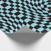 Retro Warped Blue Black Karos überprüft Geschenkpapier (Ecke)