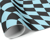 Retro Warped Blue Black Karos überprüft Geschenkpapier (Rolleneckpunkt)