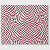 Retro Warped Burgundy White Karos Checked Geschenkpapier (Flach)