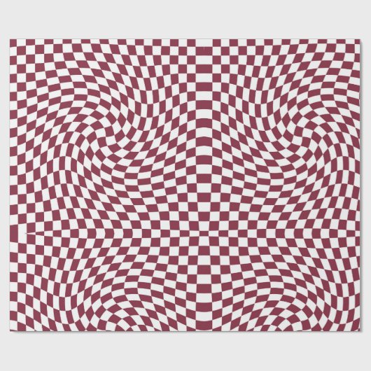 Retro Warped Burgundy White Karos Checked Geschenkpapier (Flach)