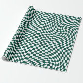 Retro Warped Dark Emerald White Karos Checked Geschenkpapier (Ungerollt)