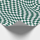 Retro Warped Dark Emerald White Karos Checked Geschenkpapier (Ecke)