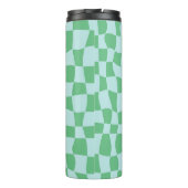 Retro-Warppastellblauer Karo geprüft Thermosbecher (Rückseite)