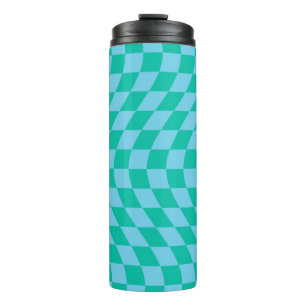 Retro-Warppastellblauer Karo geprüft Thermosbecher