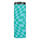 Retro-Warppastellblauer Karo geprüft Thermosbecher (Rückseite)